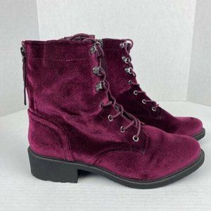 NEW Circus Sam Edelman Sz 10 WW Wide 2W Red Wine Velvet Embellished Combat Boots